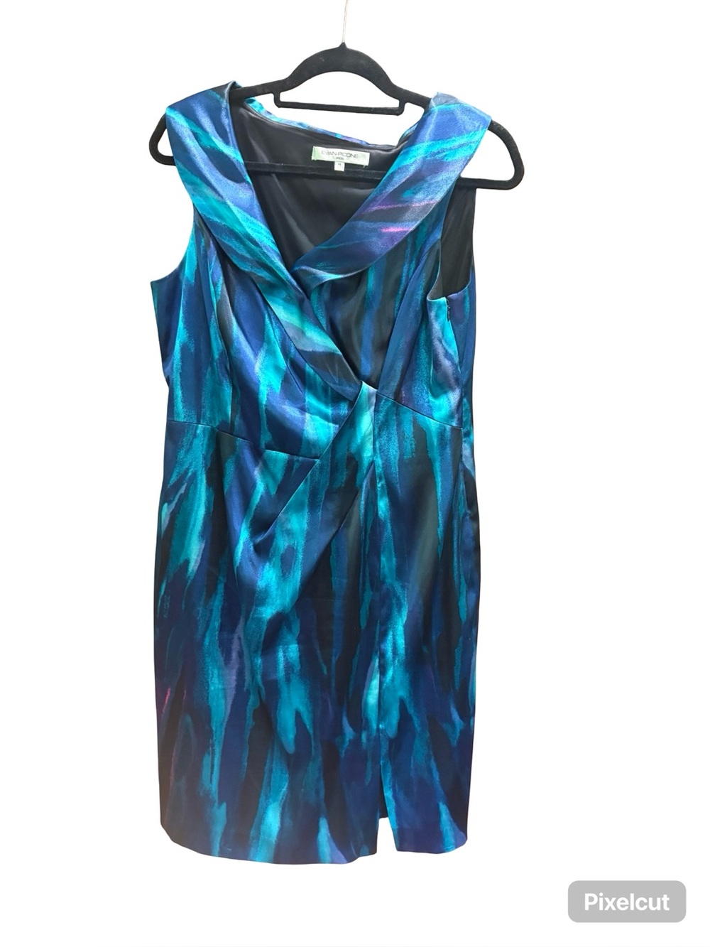 Evan Picone Teal Blue Draped Midi Dress
